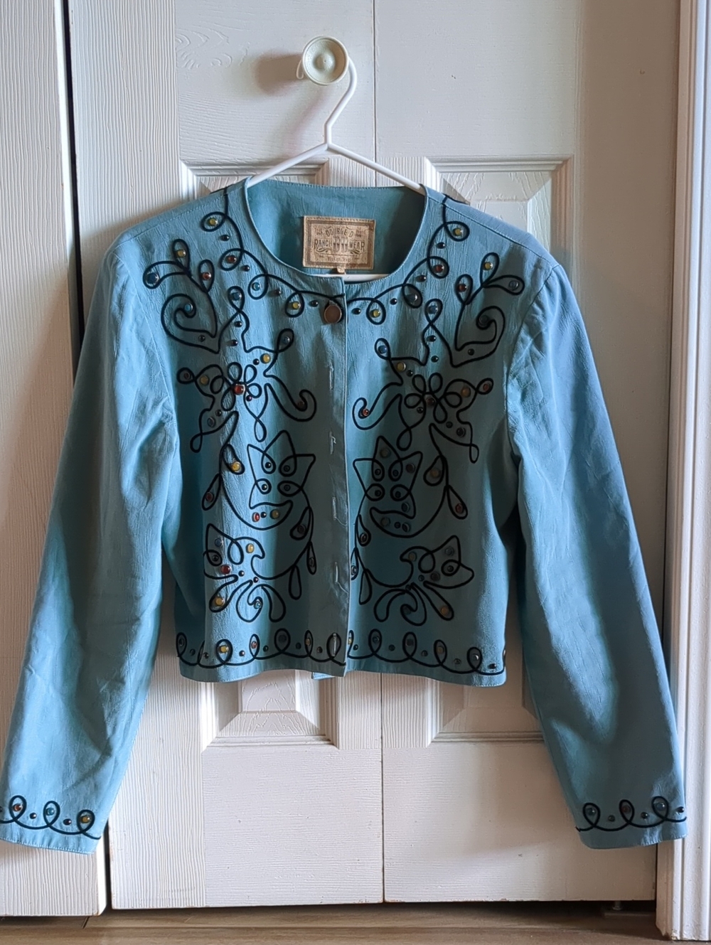 Vintage Double D Ranch Wear Embroidered Light Blue Jacket